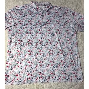 Maelreg Performance Polo Mens 3XL White Paint Splatter Golf Shirt Short Sleeve